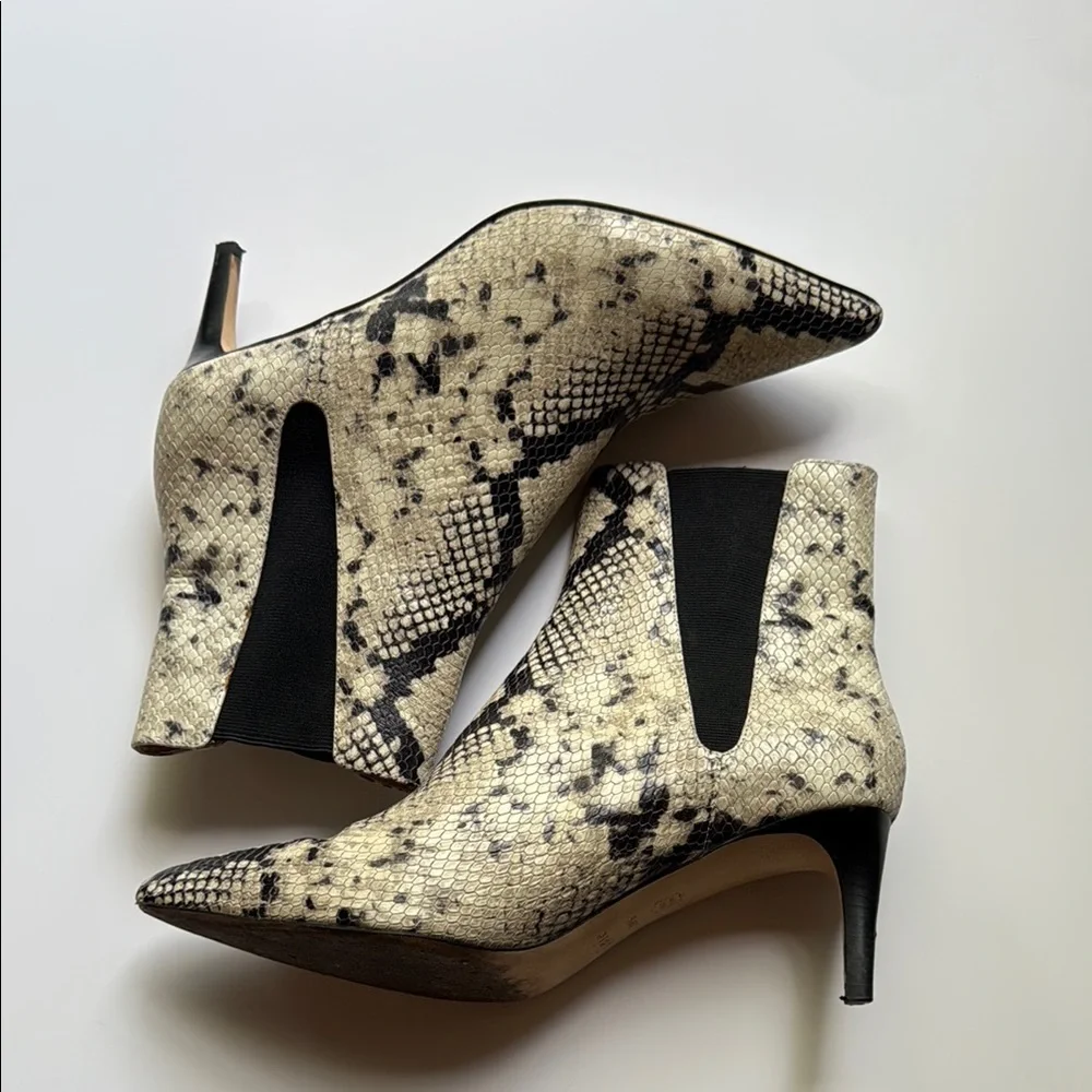 Joie Cream and Black Ankle Booties with Sleek Design